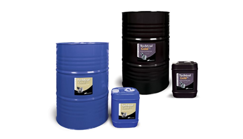 Four industrial containers of varying sizes, including two large blue barrels, a smaller black barrel, and a small blue canister, all labeled with "Arle Compressors of Florida" branding.